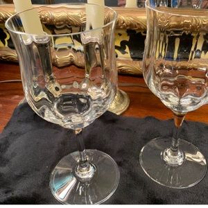 2 Baccarat Capri Design Hand blown French crystal. 2 Large rare 7" - 1 6" wine